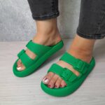 دمپایی دوبنده سگکدار مدل کاسپین کد 1361 سبز تیره
